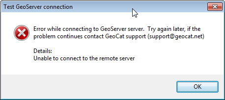 Error connecting to GeoServer