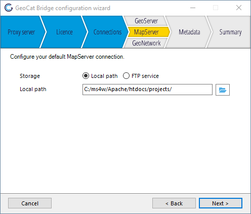 MapServer connection configuration