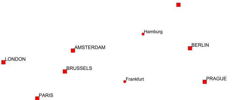 Layer 'Cities' rendered in MapServer