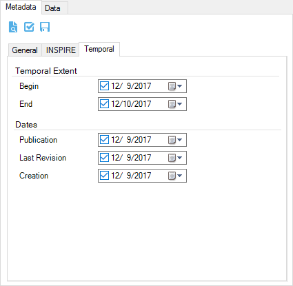 Metadata editor for temporal properties