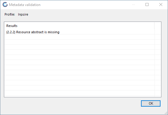 Metadata validation results page