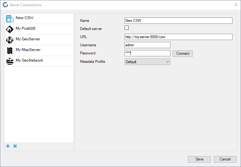 CSW server configuration