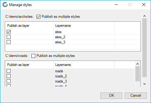 Multiple styles menu