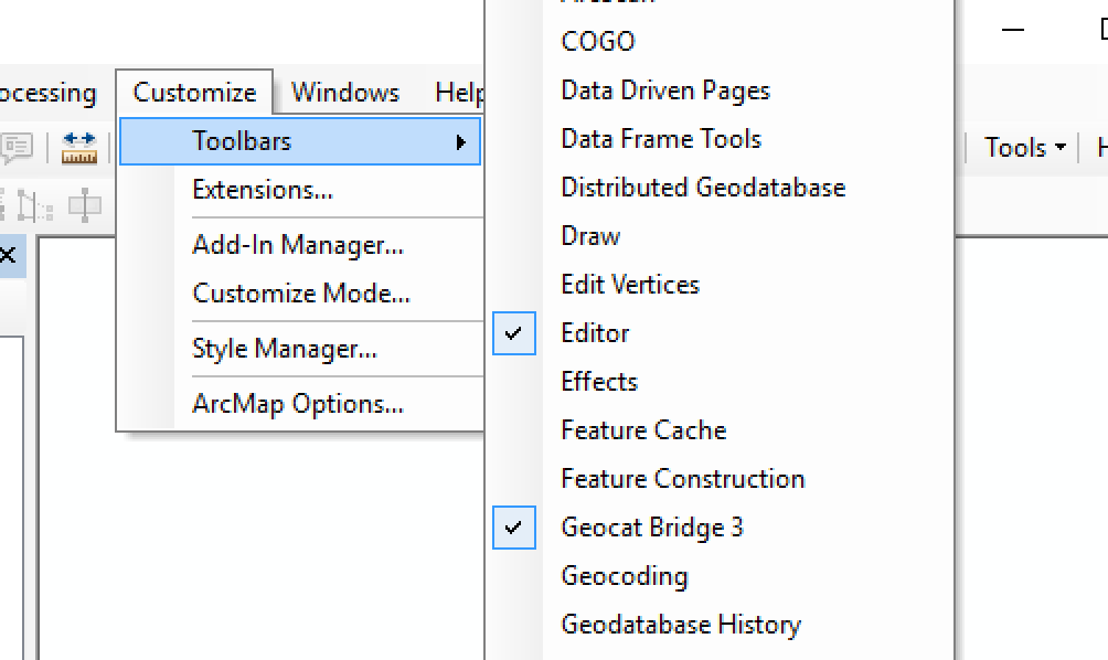 ArcMap toolbars